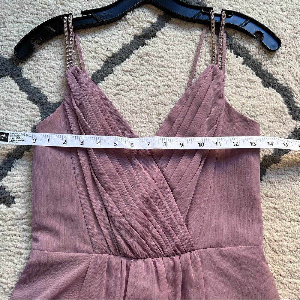 David’s Bridal Rhinestone Strap Long Bridesmaid Dress Quartz - Picture 9 of 16